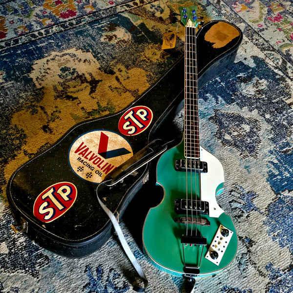 1960s Matsumoku Violin Bass MIJ Japan - Blue - w/ Case