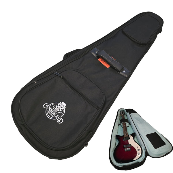 Cumberland Guitars - Embroidered Deluxe Teardrop Electric Guitar Case - Black / Mint Green