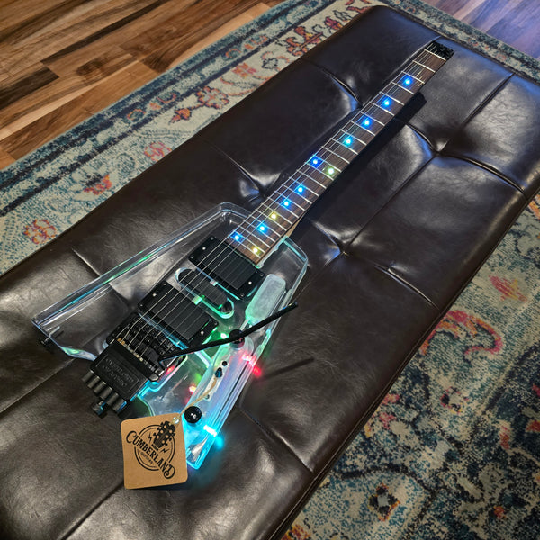 Headless Transparent Lucite LED Light Show Wedge Guitar w/Tremolo