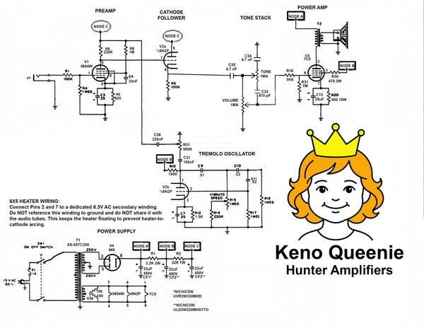 Hunter Amplifiers - The Keno Queenie - 5-watts Class A Handwired Tube Amp Head - Pink