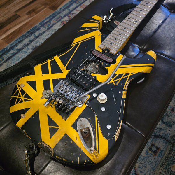 Used Judah Guitars - EVH Stripe Series Relic - Yellow/Black - Frankenstein Bumblebee - w/Hardshell Case
