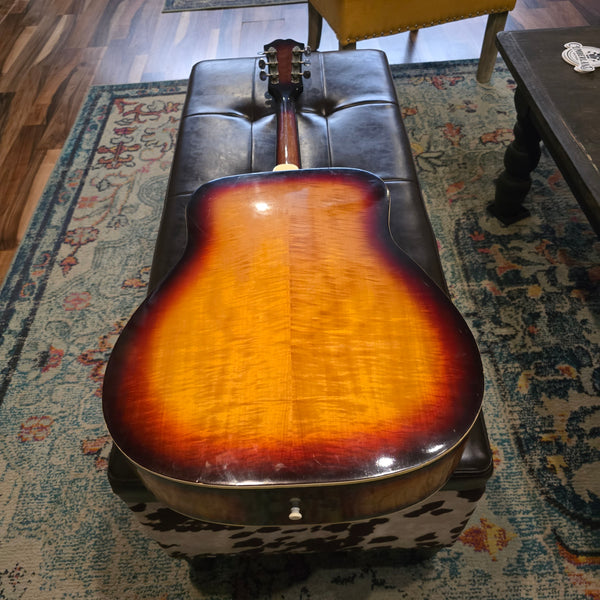 Early 1970's Univox MIJ Dreadnaught - Flame Maple Sunburst - Sold Woods - w/OHSC