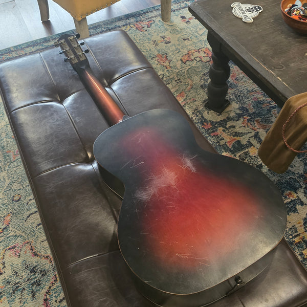 1930s Spiegel Vaquero - Amateur Hour 2 - Stencil Graphic Cowboy Musician Parlour Acoustic Guitar - w/ Bag