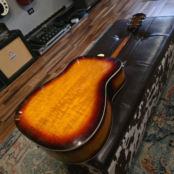 Early 1970's Univox MIJ Dreadnaught - Flame Maple Sunburst - Sold Woods - w/OHSC