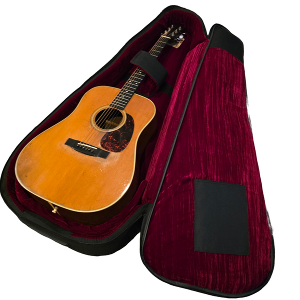 Cumberland Guitars - Embroidered Deluxe Teardrop Dreadnaught Acoustic Guitar Case - Black / Burgundy