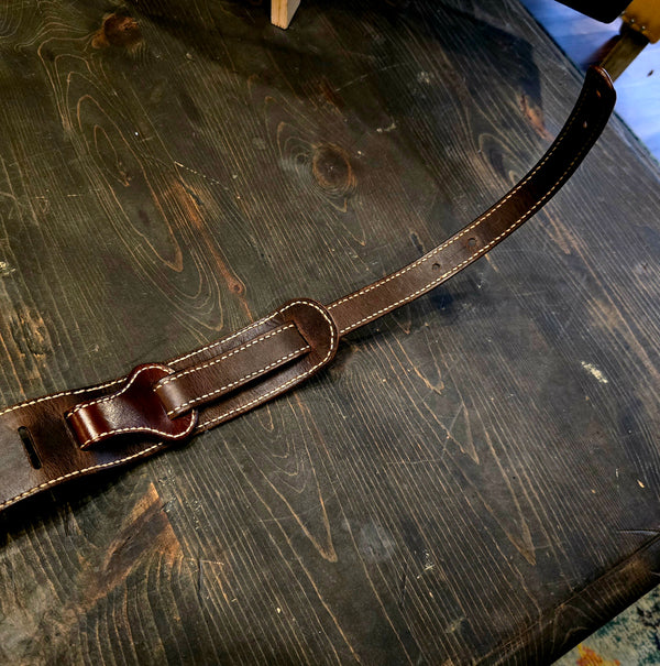 Wolf Briar Leather Company - Hand-Tooled Custom Handmade Guitar Strap - Leaf and Acorn Motif