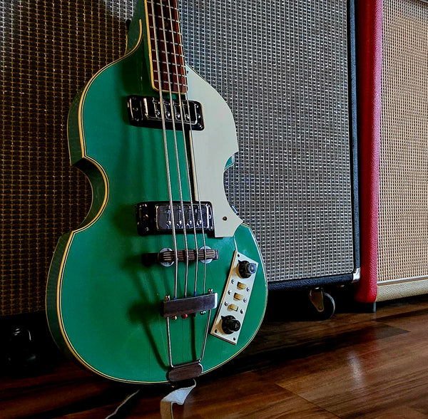 1960s Matsumoku Violin Bass MIJ Japan - Blue - w/ Case