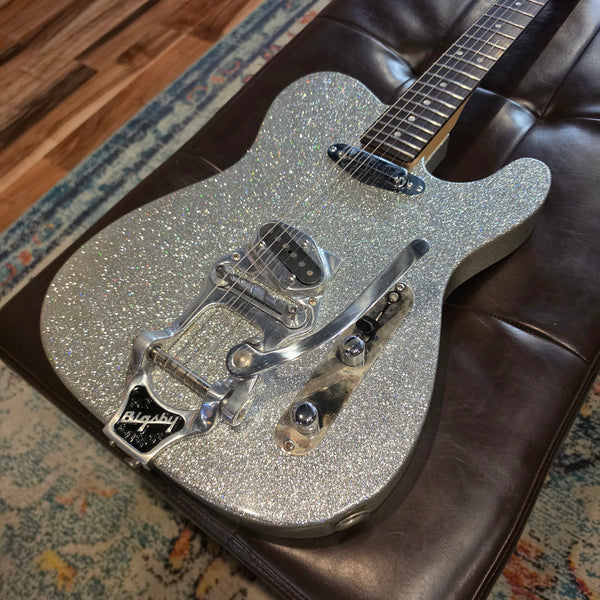 Custom Partscaster Telecaster - Silver Sparkle - Bigsby - w/Hardshell Case
