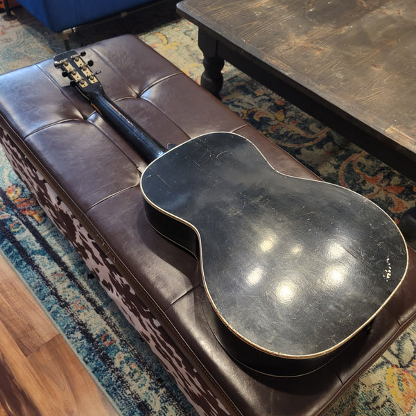 1930s Del Oro - Stenciled Parlor Guitar - Floral - w/ Case