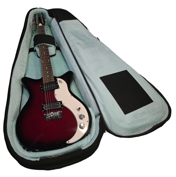Cumberland Guitars - Embroidered Deluxe Teardrop Electric Guitar Case - Black / Mint Green