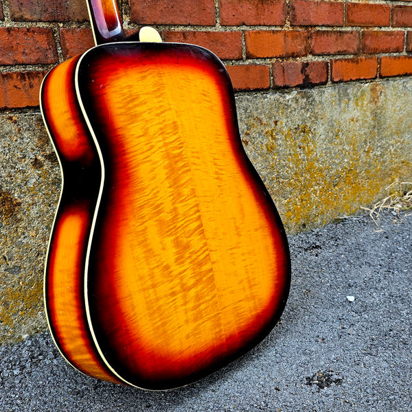 Early 1970's Univox MIJ Dreadnaught - Flame Maple Sunburst - Sold Woods - w/OHSC