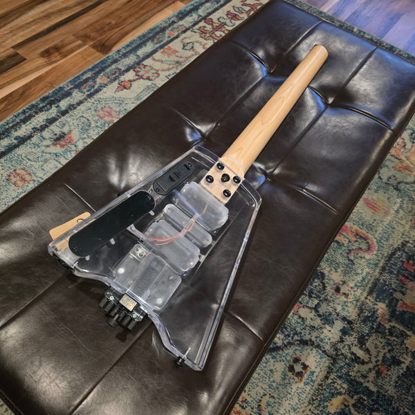 Headless Transparent Lucite LED Light Show Wedge Guitar w/Tremolo