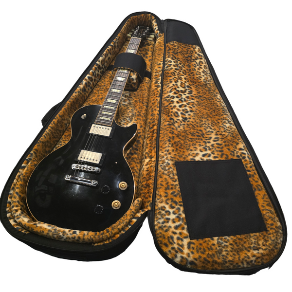 Cumberland Guitars - Embroidered Deluxe Teardrop Electric Guitar Case - Black / Cheetah