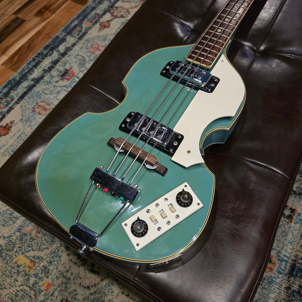 1960s Matsumoku Violin Bass MIJ Japan - Blue - w/ Case