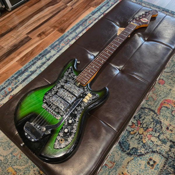 1970 Teisco Del Ray ET-310N - Japan - Spectrum 3-Pickup - Floral Guard - Green Burst - Tremolo