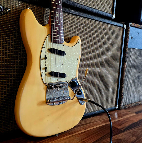 1965 Fender Mustang - Factory Refin White - Slab Board w/ Case