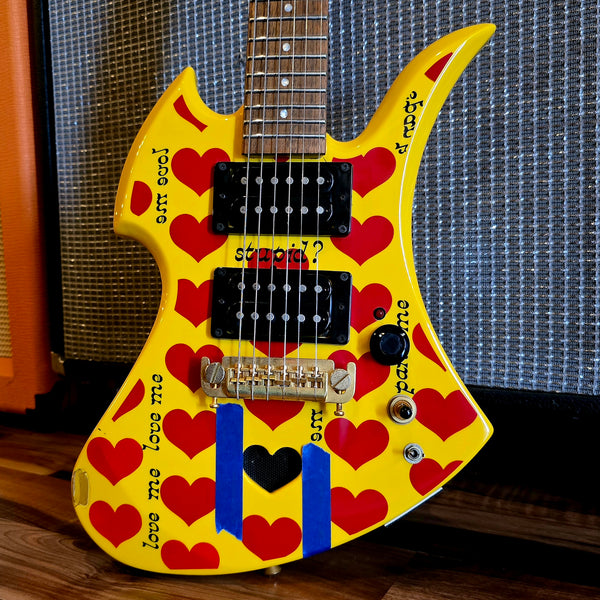 2006 Fernandes Burny YH-JR - Hide Signature Model - Yellow Heart Junior - Built-in-Amp - w/ Gig Bag