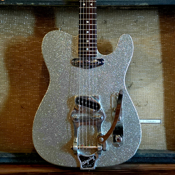 Custom Partscaster Telecaster - Silver Sparkle - Bigsby - w/Hardshell Case