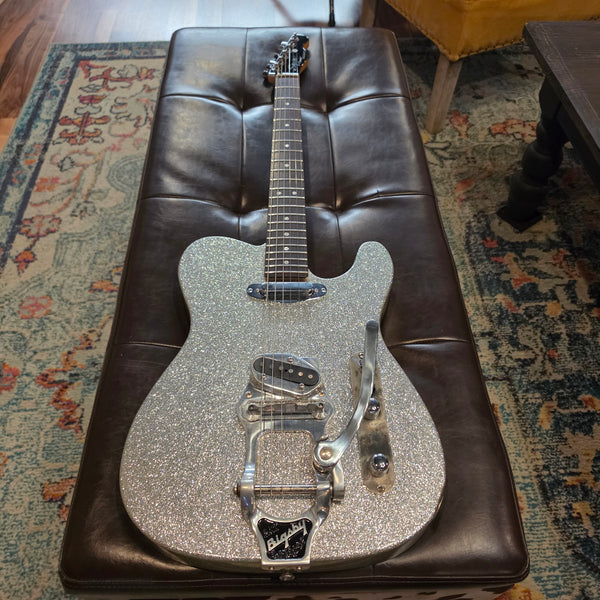 Custom Partscaster Telecaster - Silver Sparkle - Bigsby - w/Hardshell Case