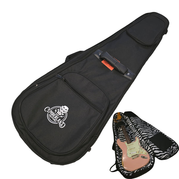Cumberland Guitars - Embroidered Deluxe Teardrop Electric Guitar Case - Black / Zebra