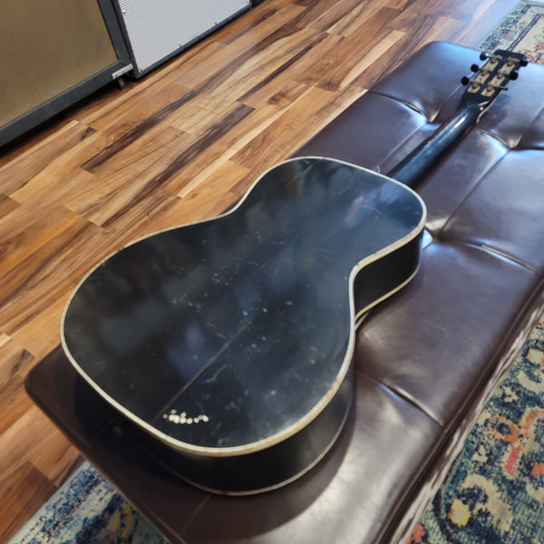 1930s Del Oro - Stenciled Parlor Guitar - Floral - w/ Case