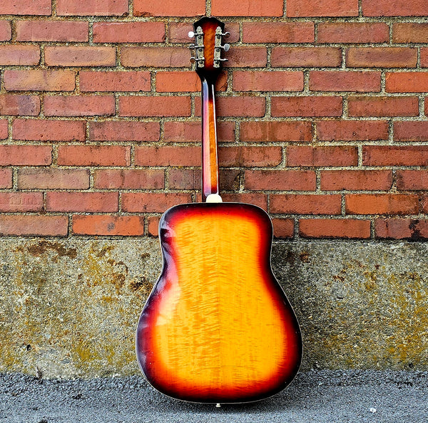 Early 1970's Univox MIJ Dreadnaught - Flame Maple Sunburst - Sold Woods - w/OHSC