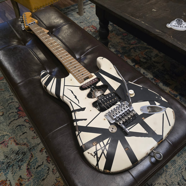 Judah Guitars EVH Frankie Stripes Relic - White / Black - w/HSC