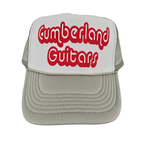 Cumberland Guitars - Puffy Trucker Hat - Light Grey/White/Red