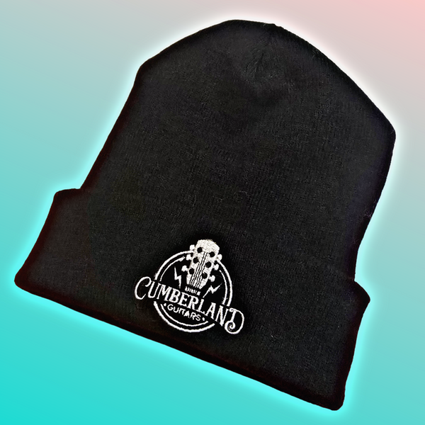 Cumberland Guitars - Cuffed Embroidered Beanie - Black / White Logo