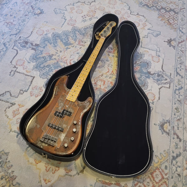 Vintage Black Chipboard Offset Electric Bass Guitar Case - 1960s? 1970s? Fits Fender and Ric