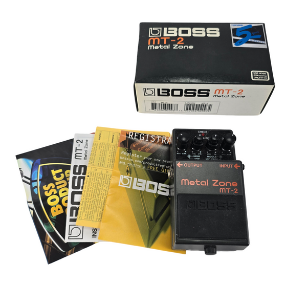 Used BOSS MT-2 Metal Zone w/ Box, Paperwork, and Poster