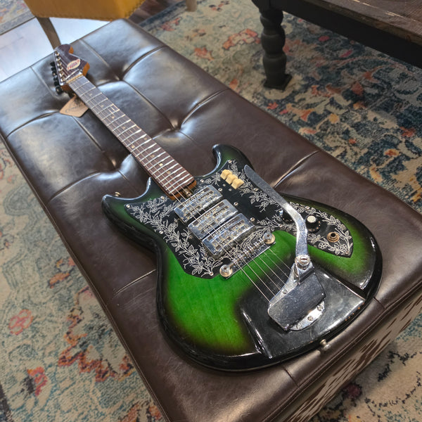 1970 Teisco Del Ray ET-310N - Japan - Spectrum 3-Pickup - Floral Guard - Green Burst - Tremolo