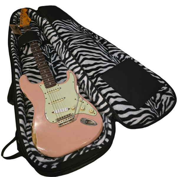 Cumberland Guitars - Embroidered Deluxe Teardrop Electric Guitar Case - Black / Zebra
