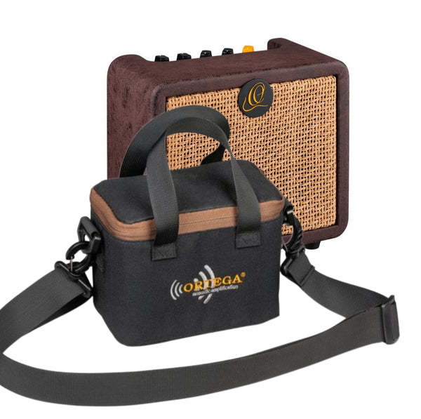 Ortega PTWO Bundle - Portable Rechargeable Bluetooth Acoustic Guitar Amplifier w/ Gig Bag
