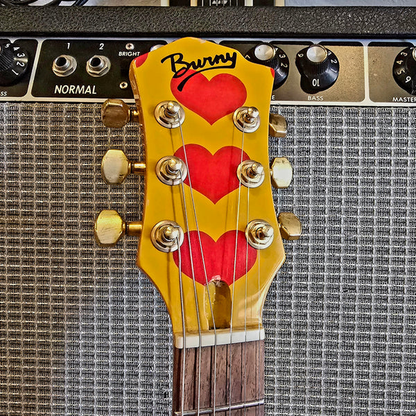 2006 Fernandes Burny YH-JR - Hide Signature Model - Yellow Heart Junior - Built-in-Amp - w/ Gig Bag