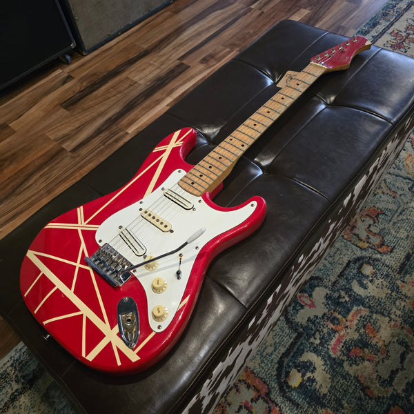 1985 Hondo H-7600 VHT - Van Halen Stripe - Red