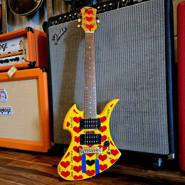 2006 Fernandes Burny YH-JR - Hide Signature Model - Yellow Heart Junior - Built-in-Amp - w/ Gig Bag