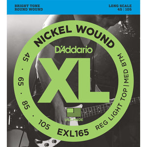 D'Addario EXL165 45-105 Light Top Medium Bottom Bass Guitar Strings - Cumberland Guitars