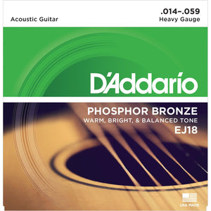 D'Adddario EJ18 Phosphor Bronze Heavy Acoustic Guitar Strings .014-.059 - Cumberland Guitars