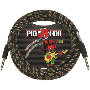 Pig Hog PCH20RA 20' Rasta Stripes Instrument Cable Guitar Bass - Cumberland Guitars