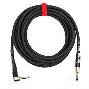 Rattlesnake Cable Co. - 20' Guitar Cable - Black - Straight to Angled - Cumberland Guitars