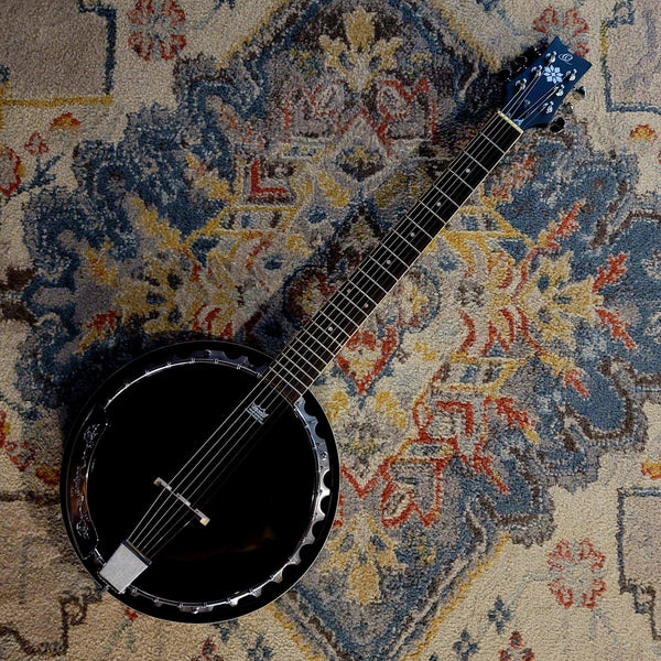 Ortega OBJ350/6-SBK 6-String Banjo - Black - Raven Series - Banjitar - Cumberland Guitars