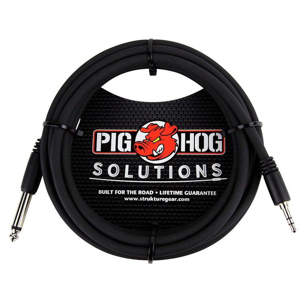 Pig Hog PX-35T4M05 3.5mm TRS 1/8" to 1/4" inch mono 5' adapter cable for DJs, iPod, Car Stereo and more - Cumberland Guitars