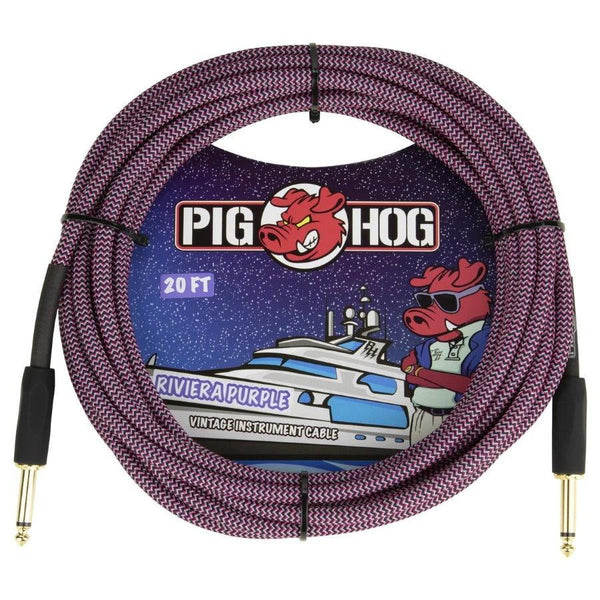 Pig Hog 20' Braided Guitar Cable - Riviera Purple - PCH20RPP - Cumberland Guitars
