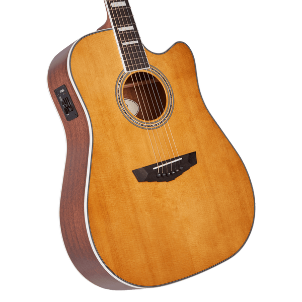 D'Angelico Premier Bowery - Vintage Natural - Acoustic Electric CE Dreadnaught - Cumberland Guitars