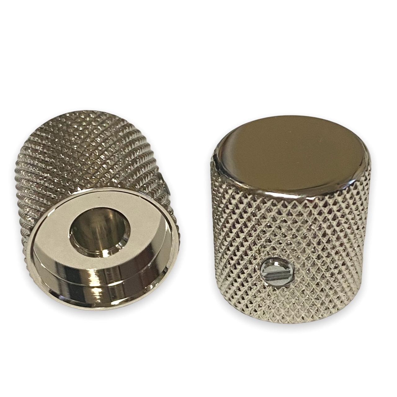 Metal Flat-Top Barrel Knurled Knobs - Nickel - 2 Pack - Universal ...