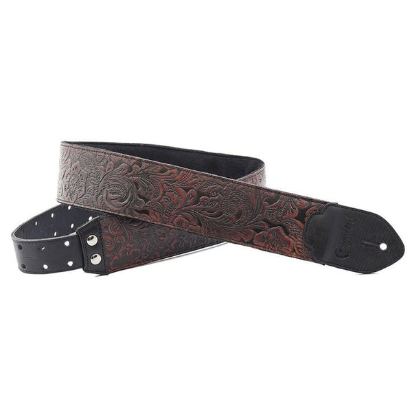 RightOn! Straps Leathercraft Blackguard Western Black Leather Guitar Strap - Cumberland Guitars