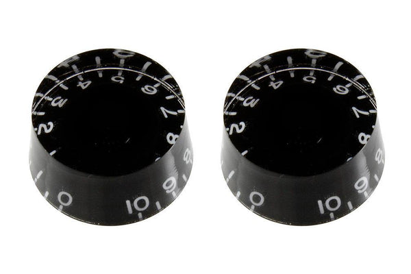 Black Left Handed Speed Knobs - Universal - For Guitar or Bass - Set of 2 LH Lefty - Cumberland Guitars
