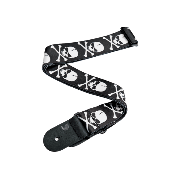 D'Addario Skull and Crossbone Polyester Woven Guitar Strap - Cumberland Guitars