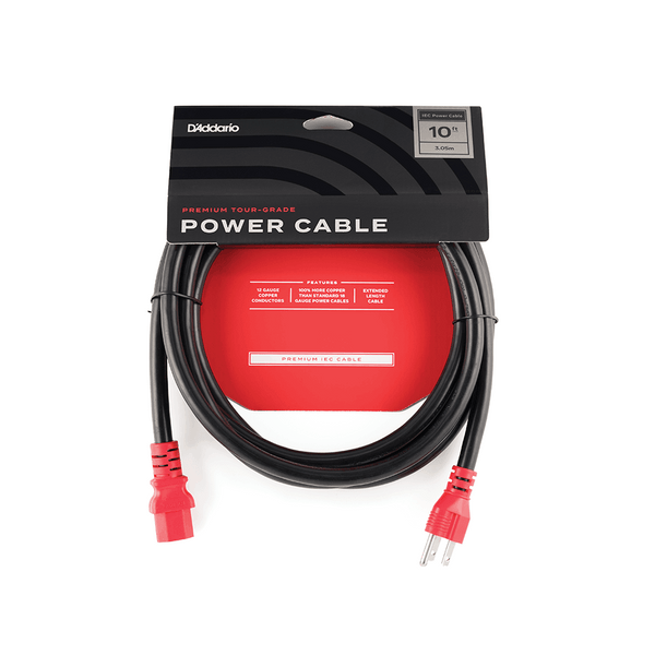 D'Addario IEC Power Cable 10' Extra Long NEMA Plug 12AWG - Cumberland Guitars